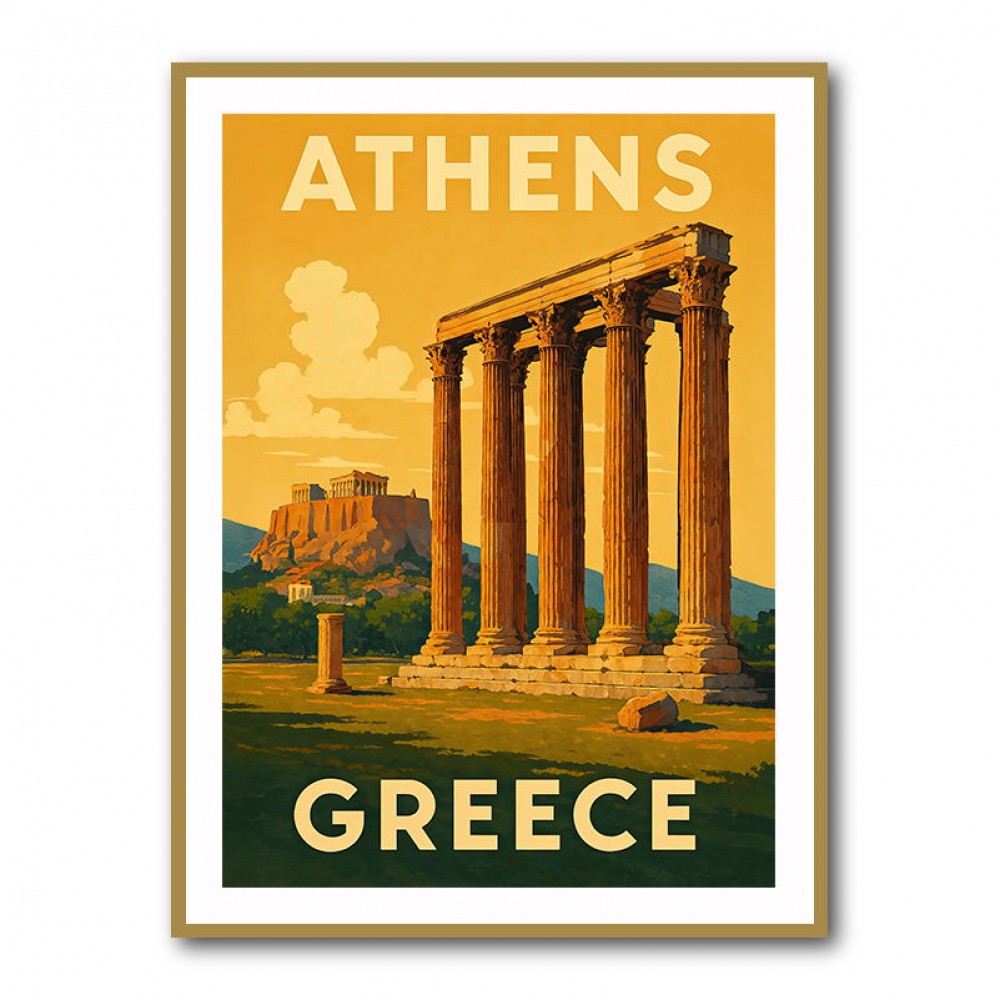 Olympian Zeus Greece Travel Poster Wall Art Olympian Zeus Greece Travel Poster Wall Art