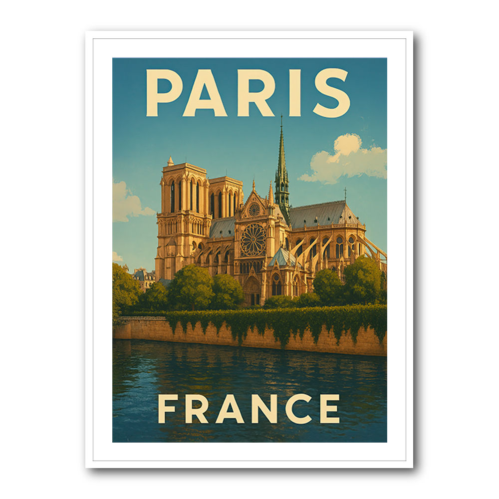 Paris Notre-Dame Cathedral Travel Poster 1 Wall Art Paris Notre-Dame Cathedral Travel Poster 1 Wall Art