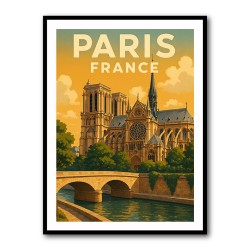 Paris Notre-Dame Cathedral Travel Poster Wall Art