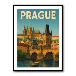 Prague Travel Poster 2 Wall Art