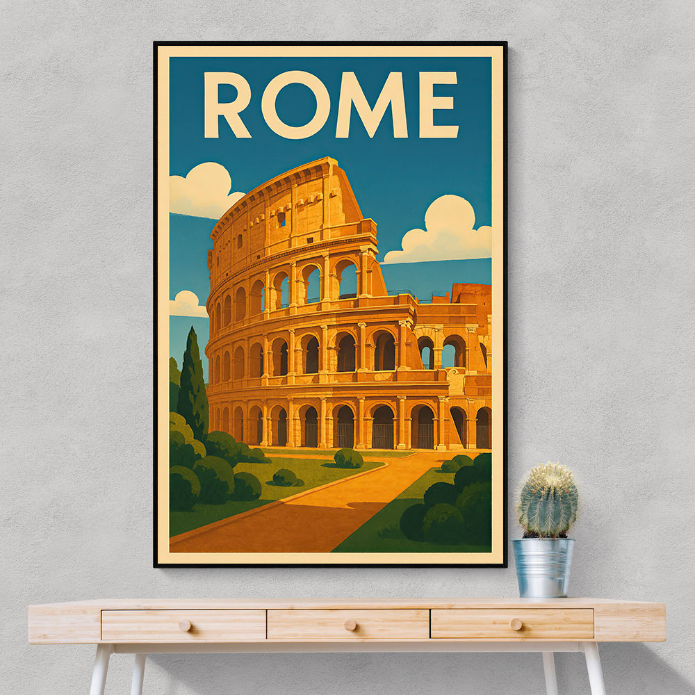 Rome Colosseum Travel Poster Wall Art Rome Colosseum Travel Poster Wall Art