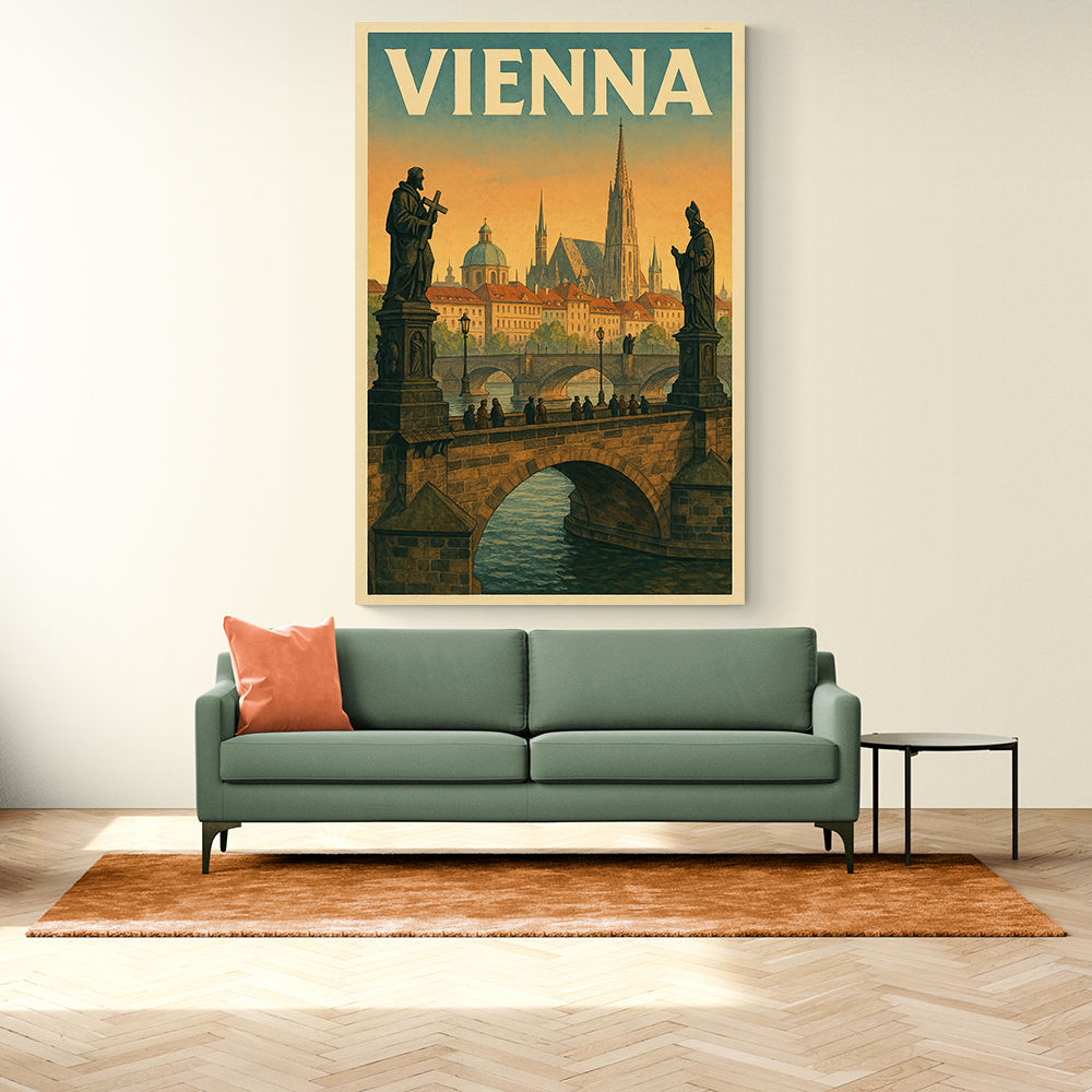 Vienna Charles Bridge Travel Poster Wall Art Vienna Charles Bridge Travel Poster Wall Art