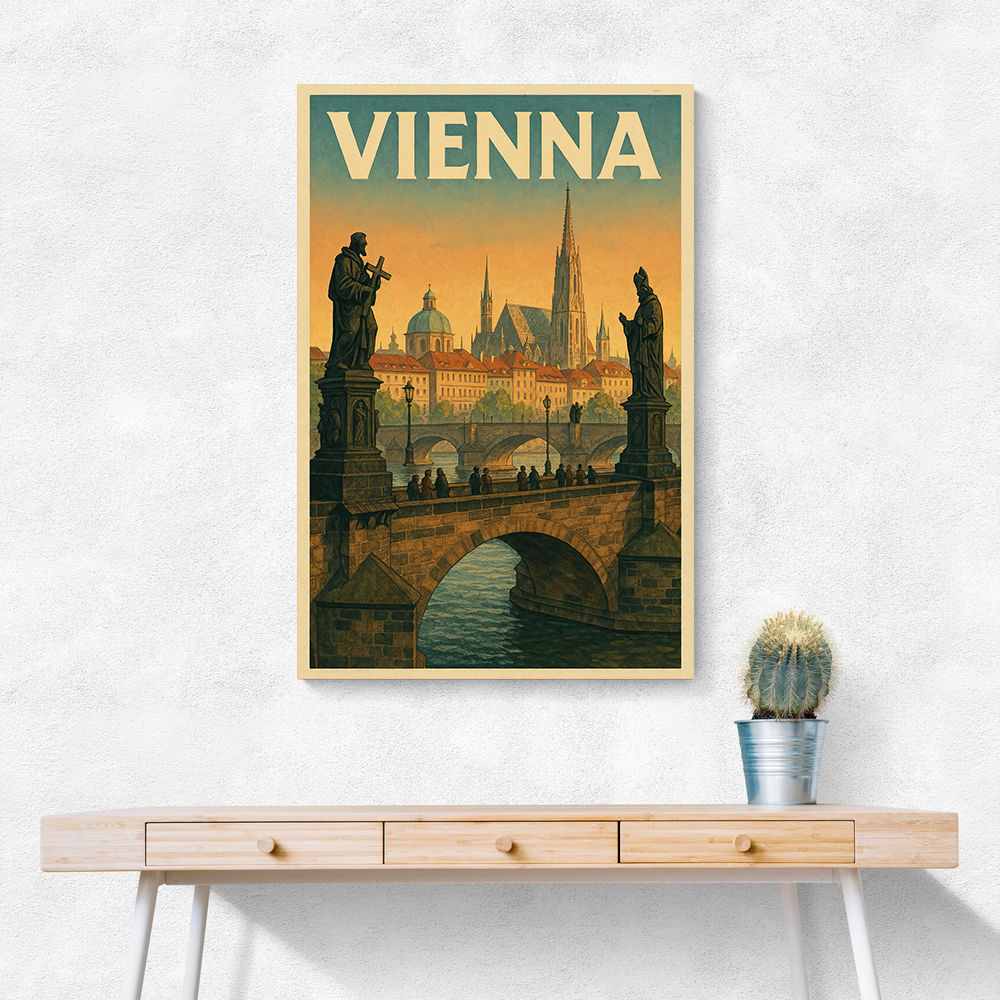 Vienna Charles Bridge Travel Poster Wall Art Vienna Charles Bridge Travel Poster Wall Art