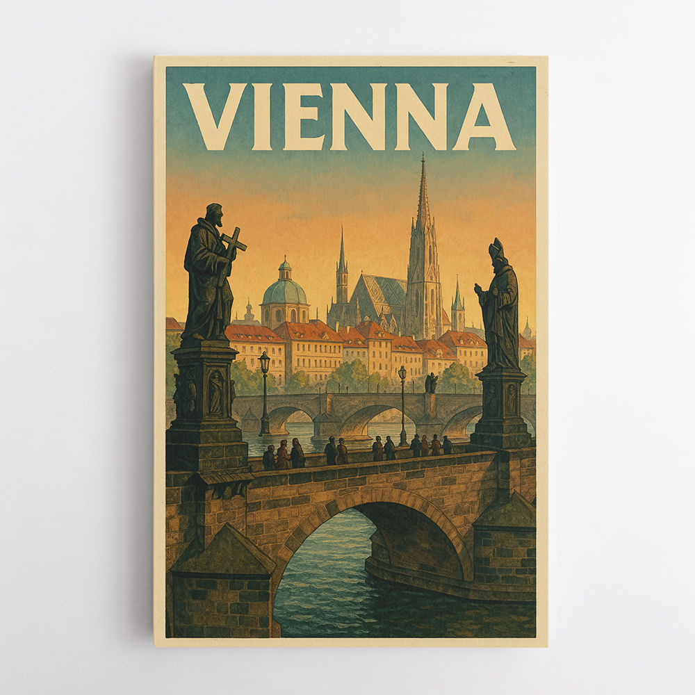 Vienna Charles Bridge Travel Poster Wall Art Vienna Charles Bridge Travel Poster Wall Art