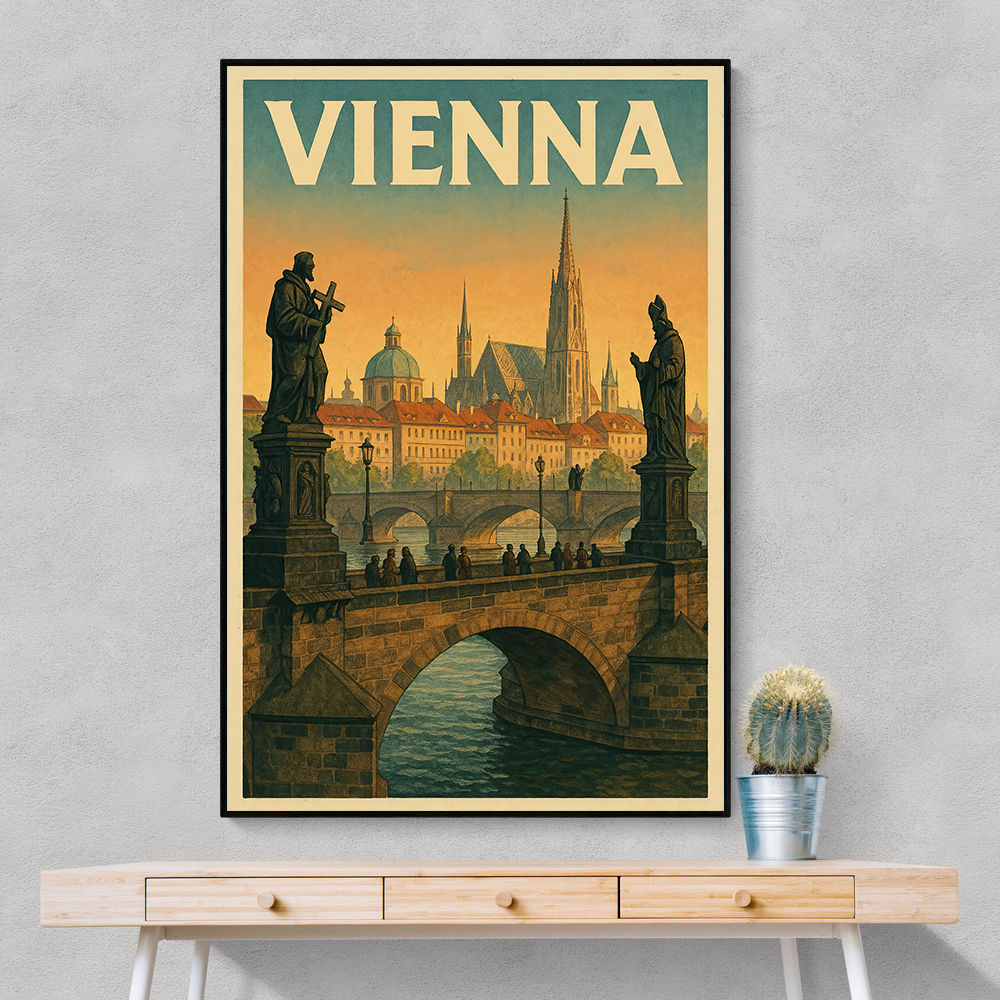 Vienna Charles Bridge Travel Poster Wall Art Vienna Charles Bridge Travel Poster Wall Art
