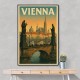 Framed Canvas Size:: Extra Extra Large 100 x 150 cm Vienna Charles Bridge Travel Poster Wall Art