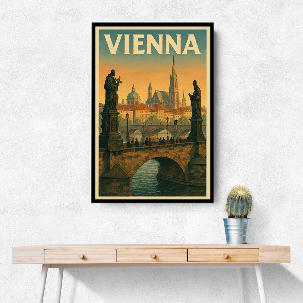 Vienna Charles Bridge Travel Poster Wall Art Vienna Charles Bridge Travel Poster Wall Art