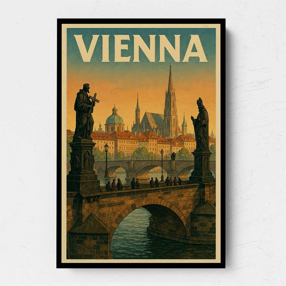Vienna Charles Bridge Travel Poster Wall Art Vienna Charles Bridge Travel Poster Wall Art