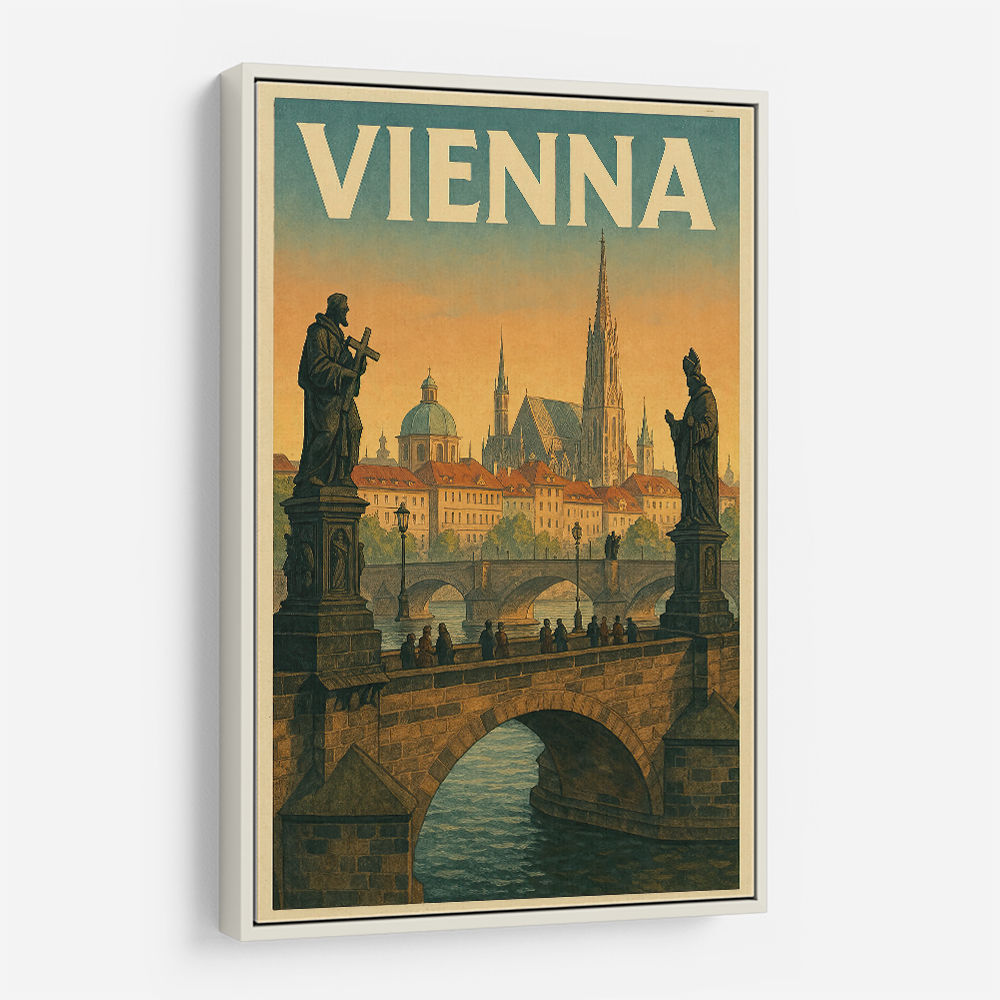 Vienna Charles Bridge Travel Poster Wall Art Vienna Charles Bridge Travel Poster Wall Art