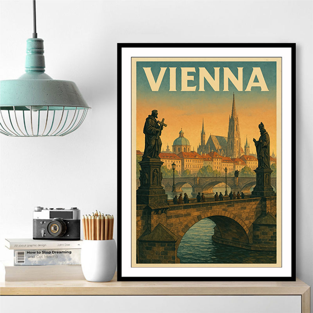 Vienna Charles Bridge Travel Poster Wall Art Vienna Charles Bridge Travel Poster Wall Art