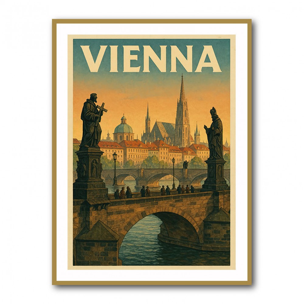 Vienna Charles Bridge Travel Poster Wall Art Vienna Charles Bridge Travel Poster Wall Art