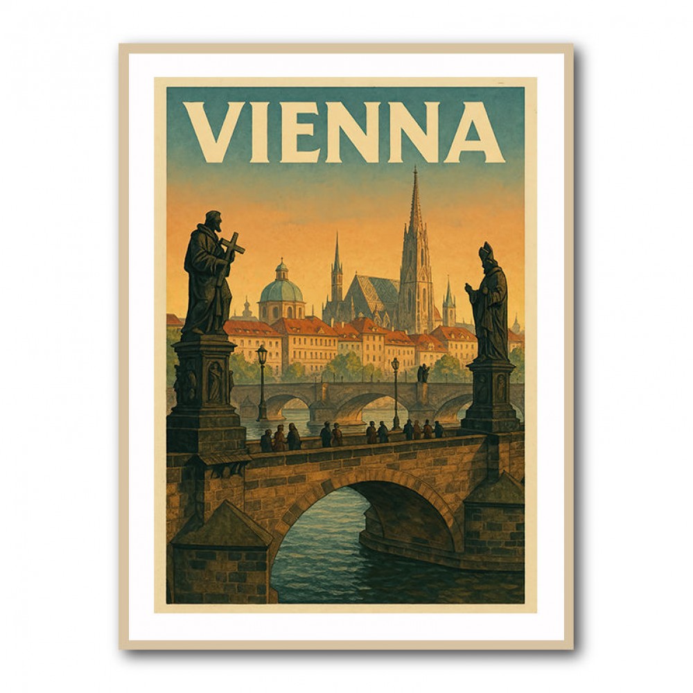 Vienna Charles Bridge Travel Poster Wall Art Vienna Charles Bridge Travel Poster Wall Art
