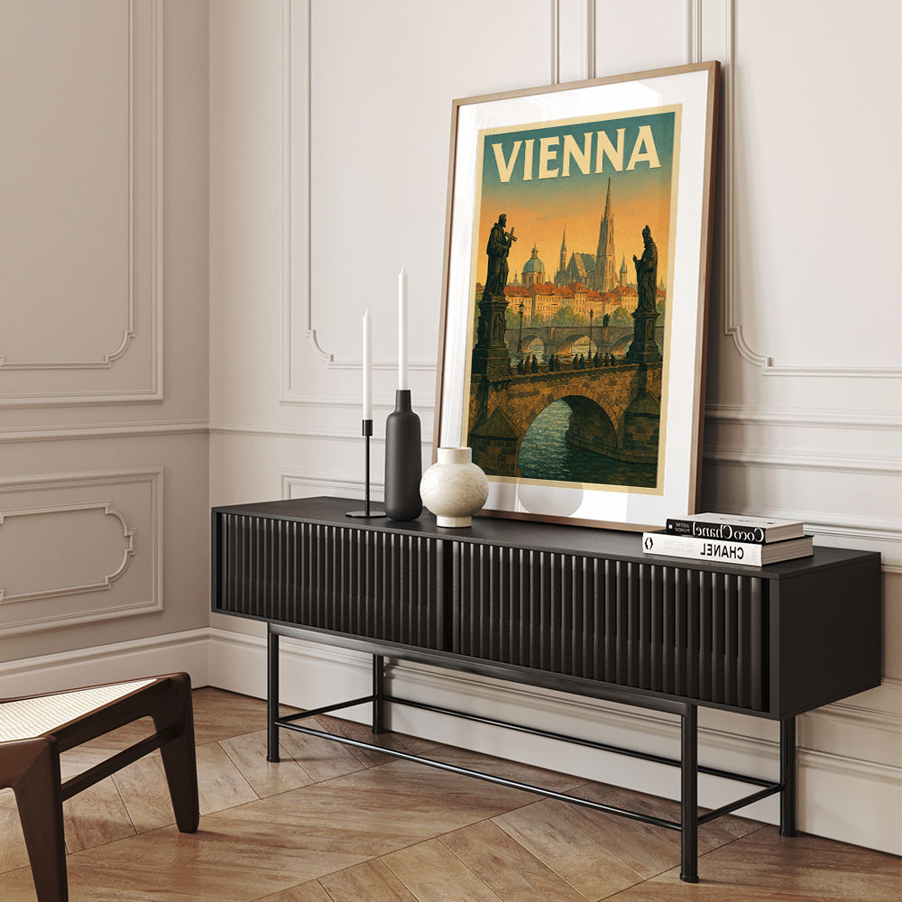 Vienna Charles Bridge Travel Poster Wall Art Vienna Charles Bridge Travel Poster Wall Art