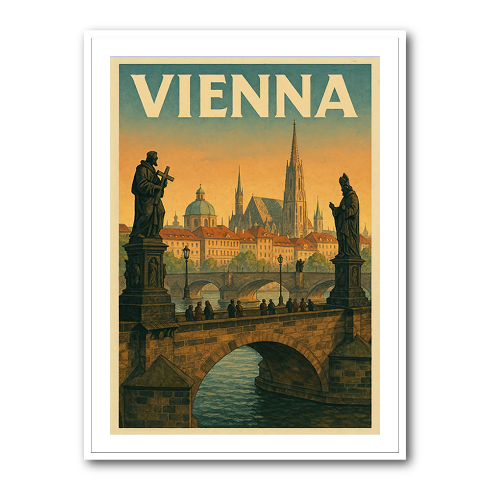 Vienna Charles Bridge Travel Poster Wall Art Vienna Charles Bridge Travel Poster Wall Art