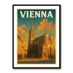 Vienna Travel Poster Featuring St. Stephen’s Cathedral 1 Wall Art