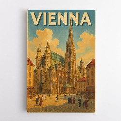 Vienna Travel Poster Featuring St. Stephen’s Cathedral Wall Art