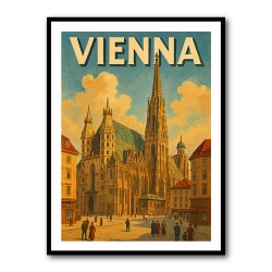 Vienna Travel Poster Featuring St. Stephen’s Cathedral Wall Art