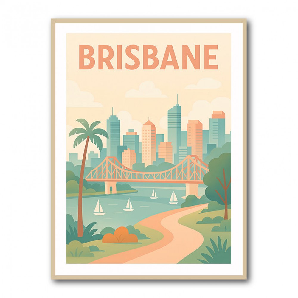 Brisbane Travel Poster Wall Art Brisbane Travel Poster Wall Art