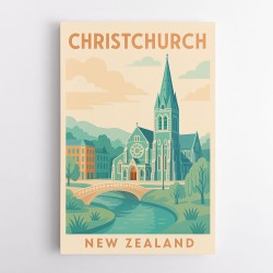Christchurch Travel Poster 1 Wall Art