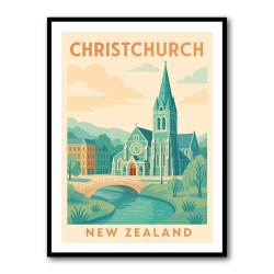 Christchurch Travel Poster 1 Wall Art