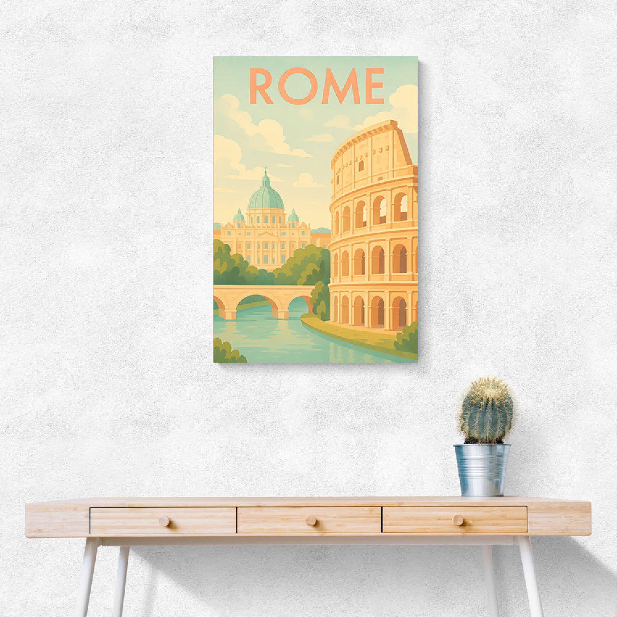 Visit Rame Poster Rome Travel Poster Wall Art