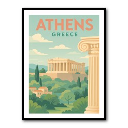 Athens Greece Travel Poster Wall Art