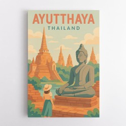 Ayutthaya Thailand Travel Poster 1 Wall Art