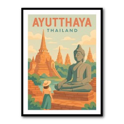 Ayutthaya Thailand Travel Poster 1 Wall Art