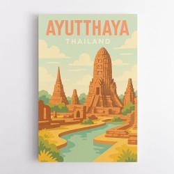 Ayutthaya Thailand Travel Poster Wall Art