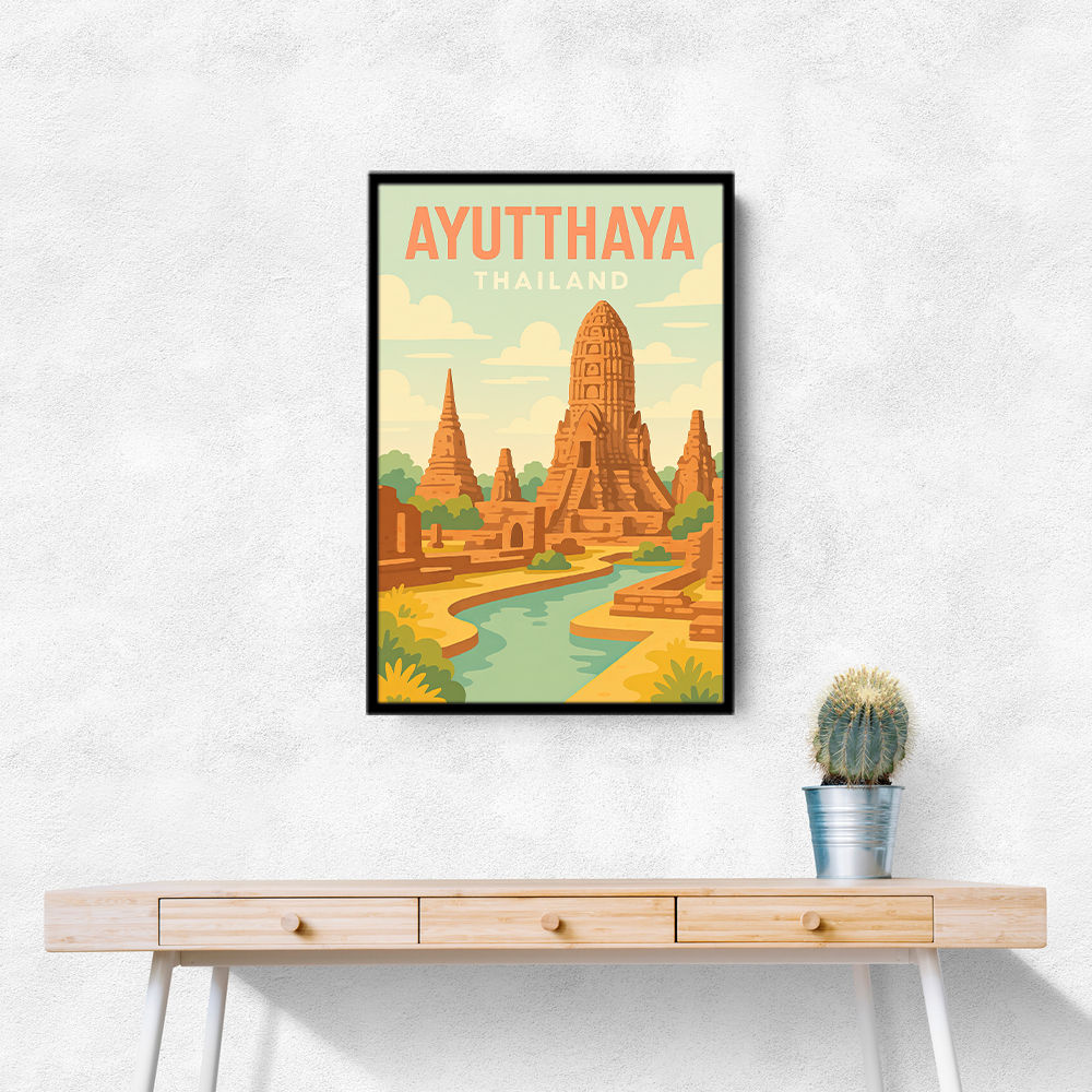 Ayutthaya Thailand Travel Poster Wall Art Ayutthaya Thailand Travel Poster Wall Art