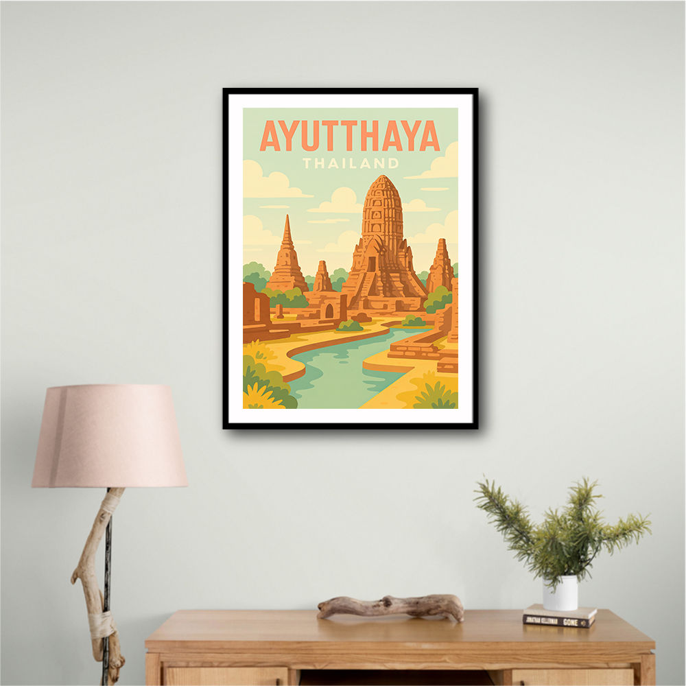Ayutthaya Thailand Travel Poster Wall Art Ayutthaya Thailand Travel Poster Wall Art