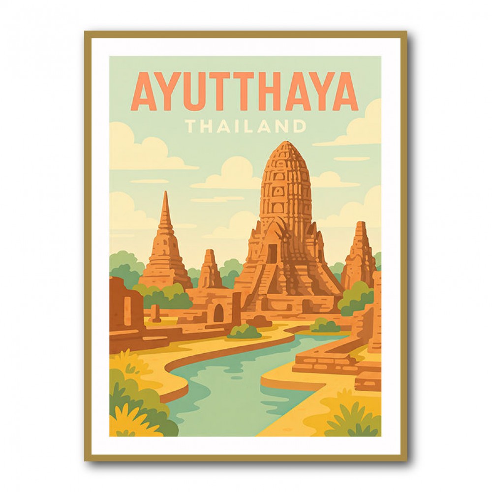 Ayutthaya Thailand Travel Poster Wall Art Ayutthaya Thailand Travel Poster Wall Art