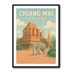 Chiang Mai Thailand Travel Poster Wall Art