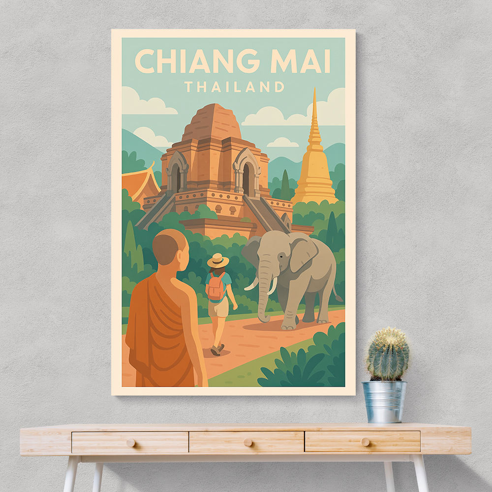 Chiang Mai Thailand Travel Poster 1 Wall Art