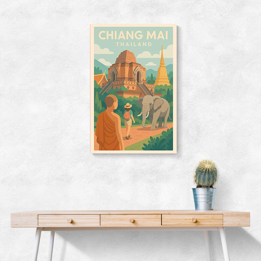 Chiang Mai Thailand Travel Poster 1 Wall Art