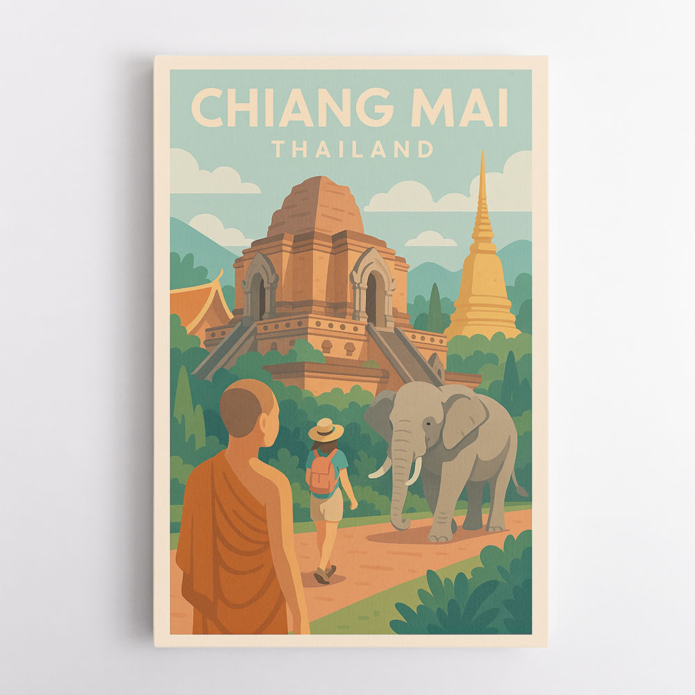 Chiang Mai Thailand Travel Poster 1 Wall Art