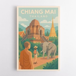 Chiang Mai Thailand Travel Poster 1 Wall Art
