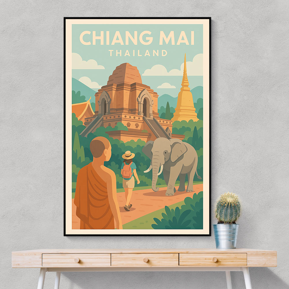 Chiang Mai Thailand Travel Poster 1 Wall Art