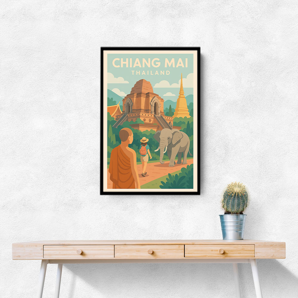 Chiang Mai Thailand Travel Poster 1 Wall Art