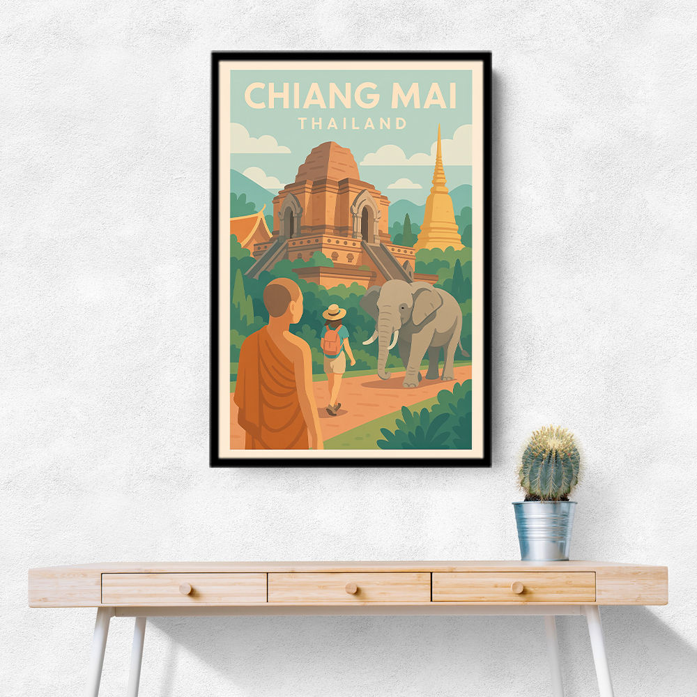 Chiang Mai Thailand Travel Poster 1 Wall Art
