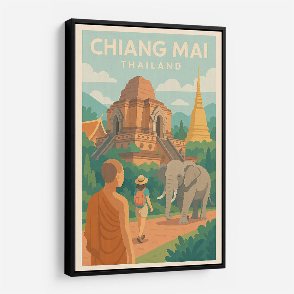 Chiang Mai Thailand Travel Poster 1 Wall Art