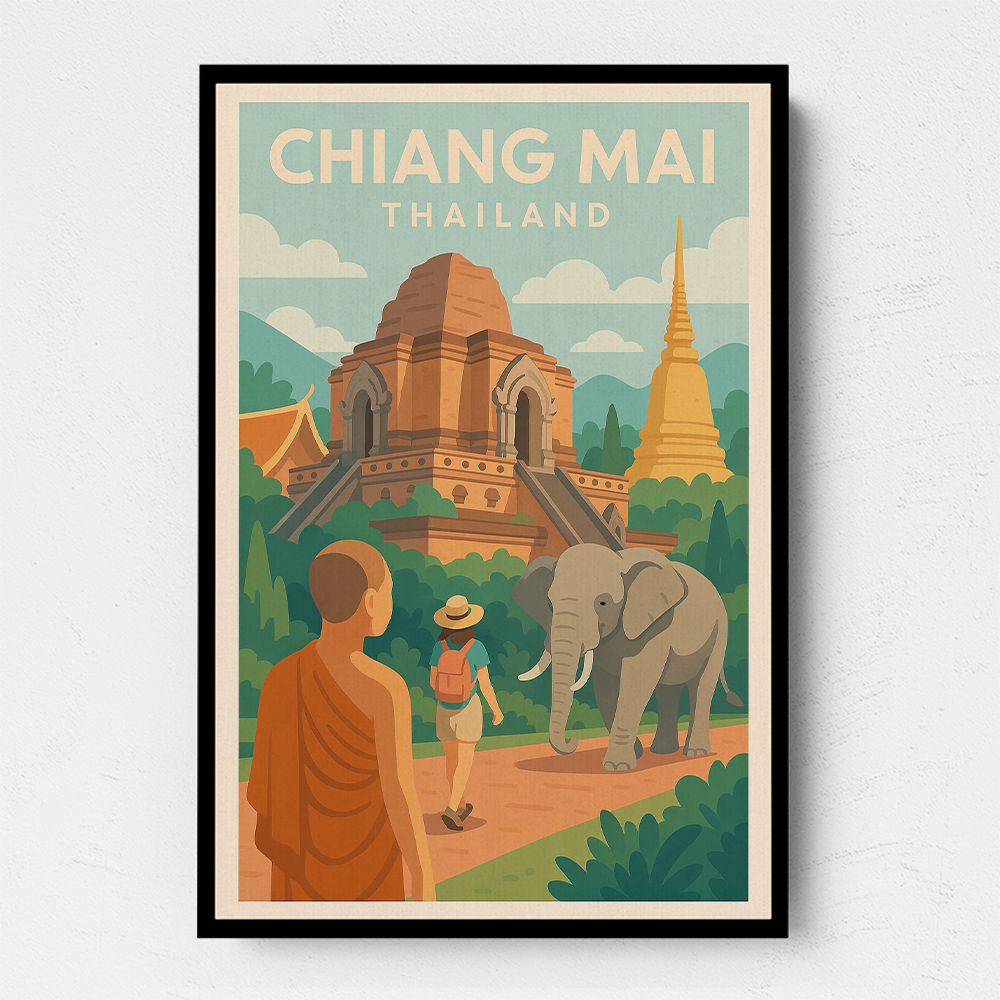Chiang Mai Thailand Travel Poster 1 Wall Art
