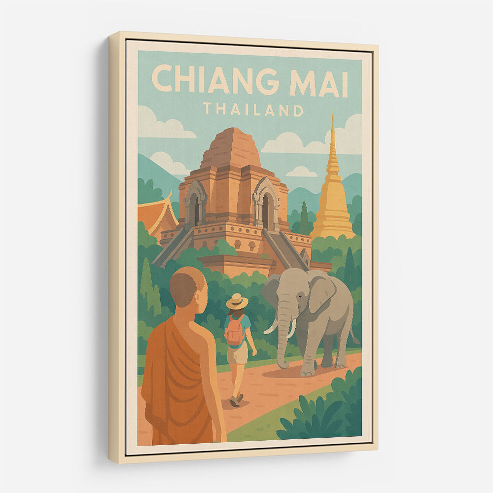Chiang Mai Thailand Travel Poster 1 Wall Art