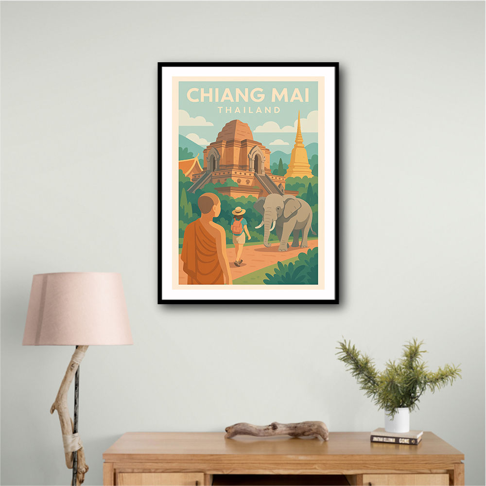 Chiang Mai Thailand Travel Poster 1 Wall Art
