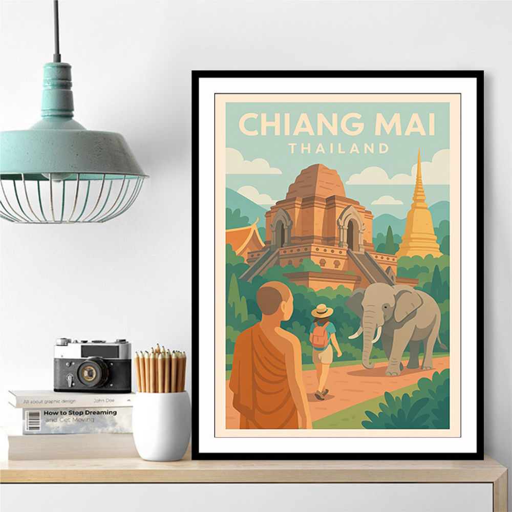 Chiang Mai Thailand Travel Poster 1 Wall Art