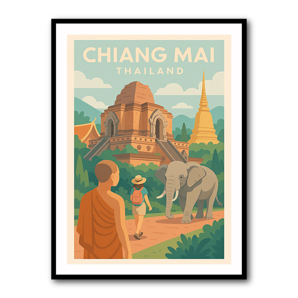 Chiang Mai Thailand Travel Poster 1 Wall Art