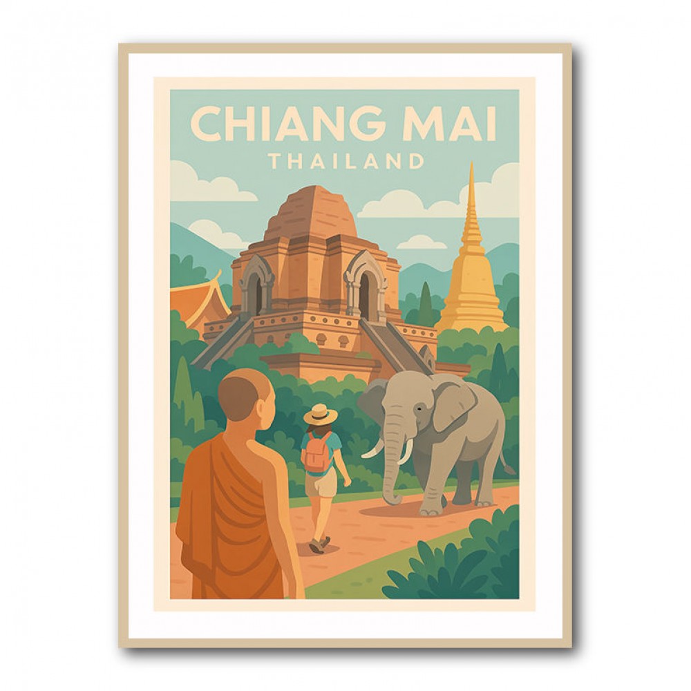 Chiang Mai Thailand Travel Poster 1 Wall Art