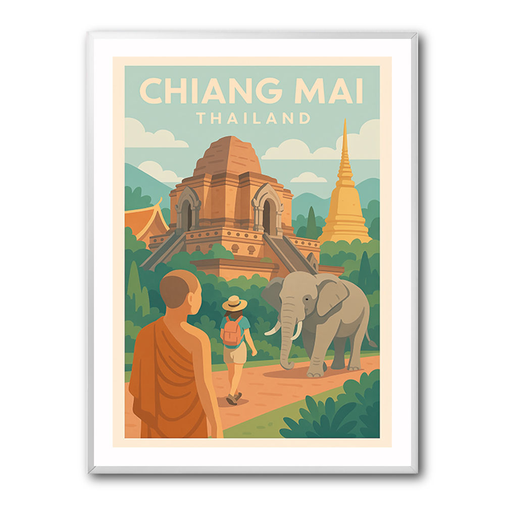Chiang Mai Thailand Travel Poster 1 Wall Art