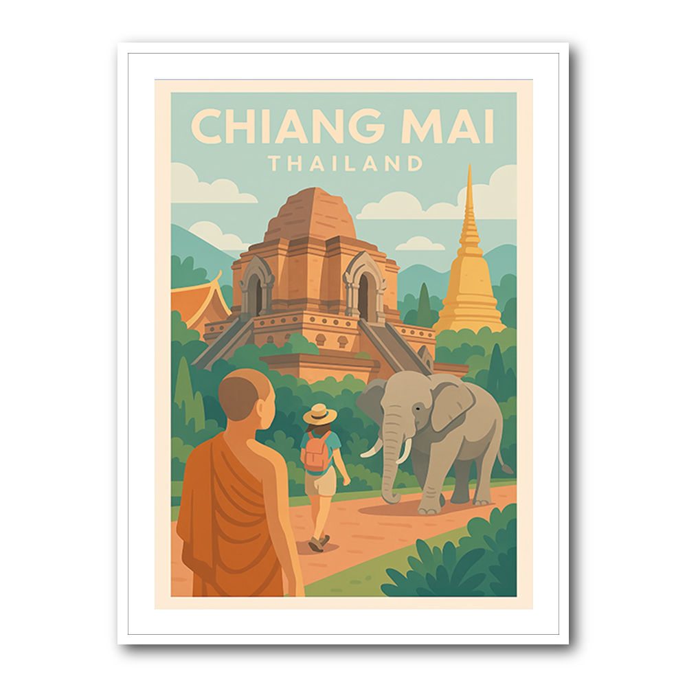 Chiang Mai Thailand Travel Poster 1 Wall Art