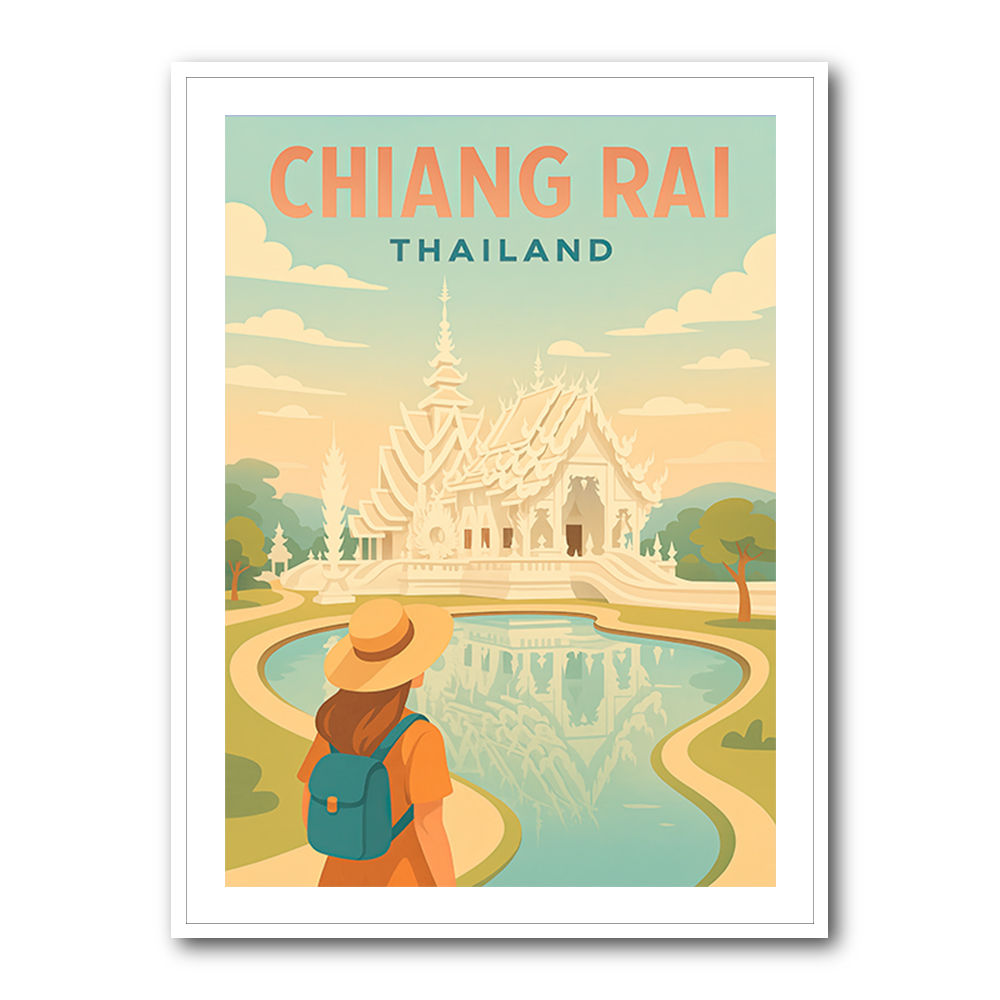 Chiang Rai Thailand Travel Poster Wall Art Chiang Rai Thailand Travel Poster Wall Art